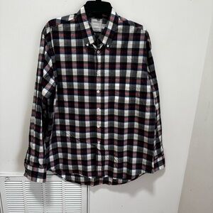 Billy Reid Long Sleeve‎ Plaid Check Button front Shirt Standard Cut Size large